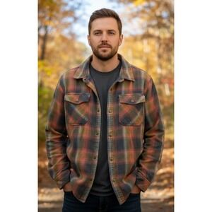 Legendary Whitetails Mens Plaid Thermal Lined Flannel Shirt Jacket Size L Cotton